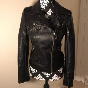 ZARA BASIC leather moto jacket size S